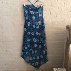 SALE Express blue & green flower high low dress